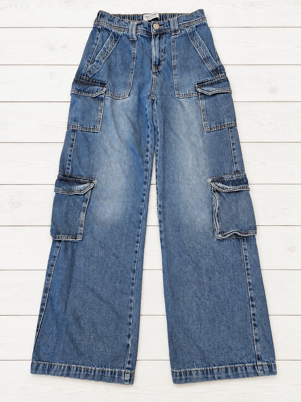 Vanilla Star Medium Blue Wide Leg Cargo Jeans